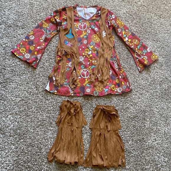 THE GROOVY 60'S PEACE AND LOVE ❤️ HIPPIE 2PC COSTUME SIZE SMALL (4-6) 🌟EUC🌟 - Picture 5 of 16
